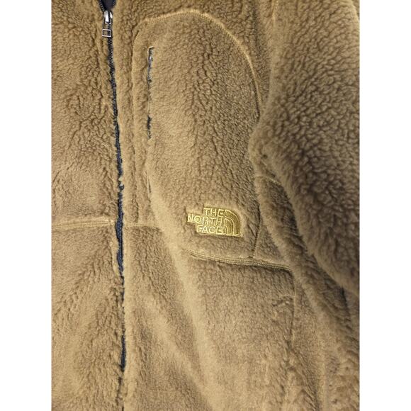 North Face Men’s XL Extreme Pile Fleece Zip Jacket Coat Khaki Brown Sherpa - Picture 3 of 10